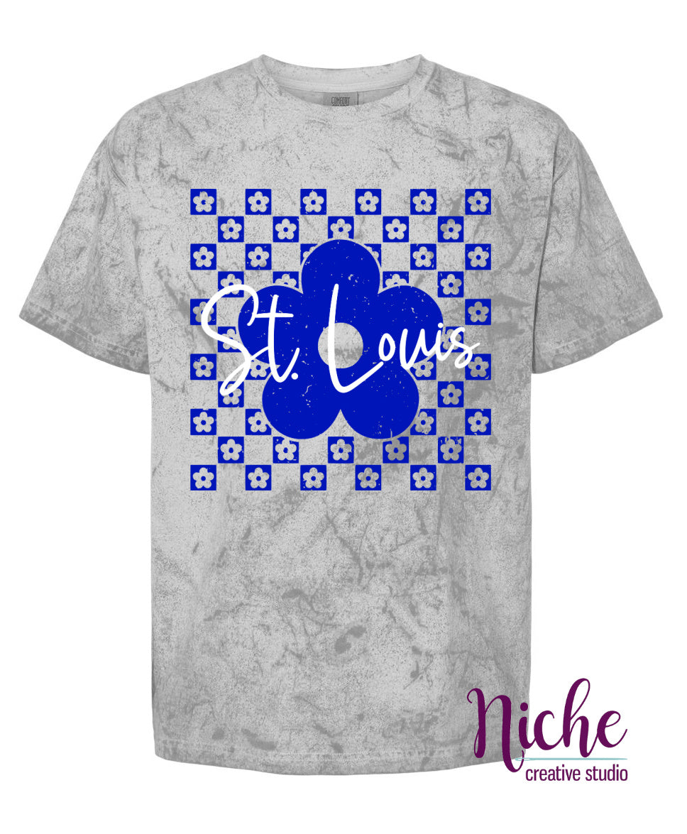-STL3329 St. Louis Checkered Flowers Decal