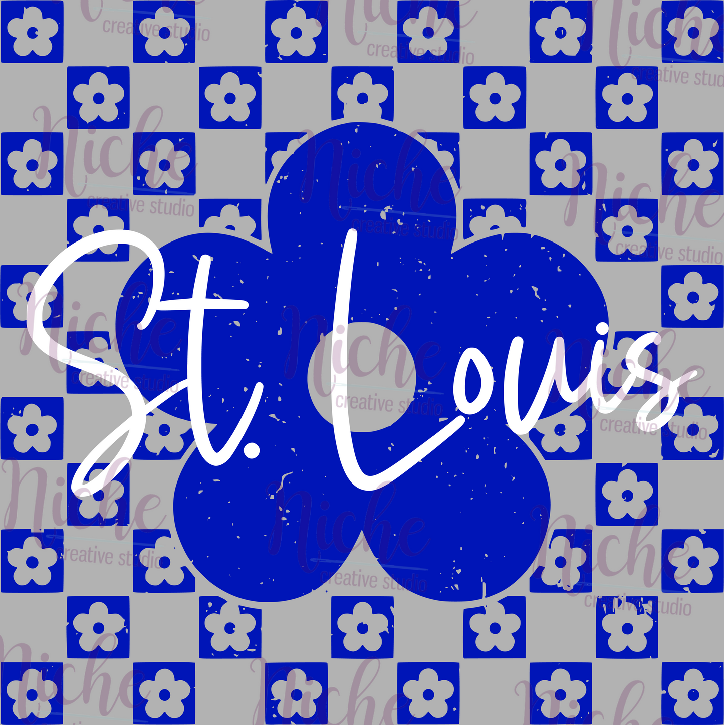 -STL3329 St. Louis Checkered Flowers Decal