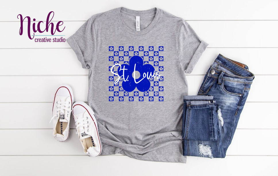-STL3329 St. Louis Checkered Flowers Decal
