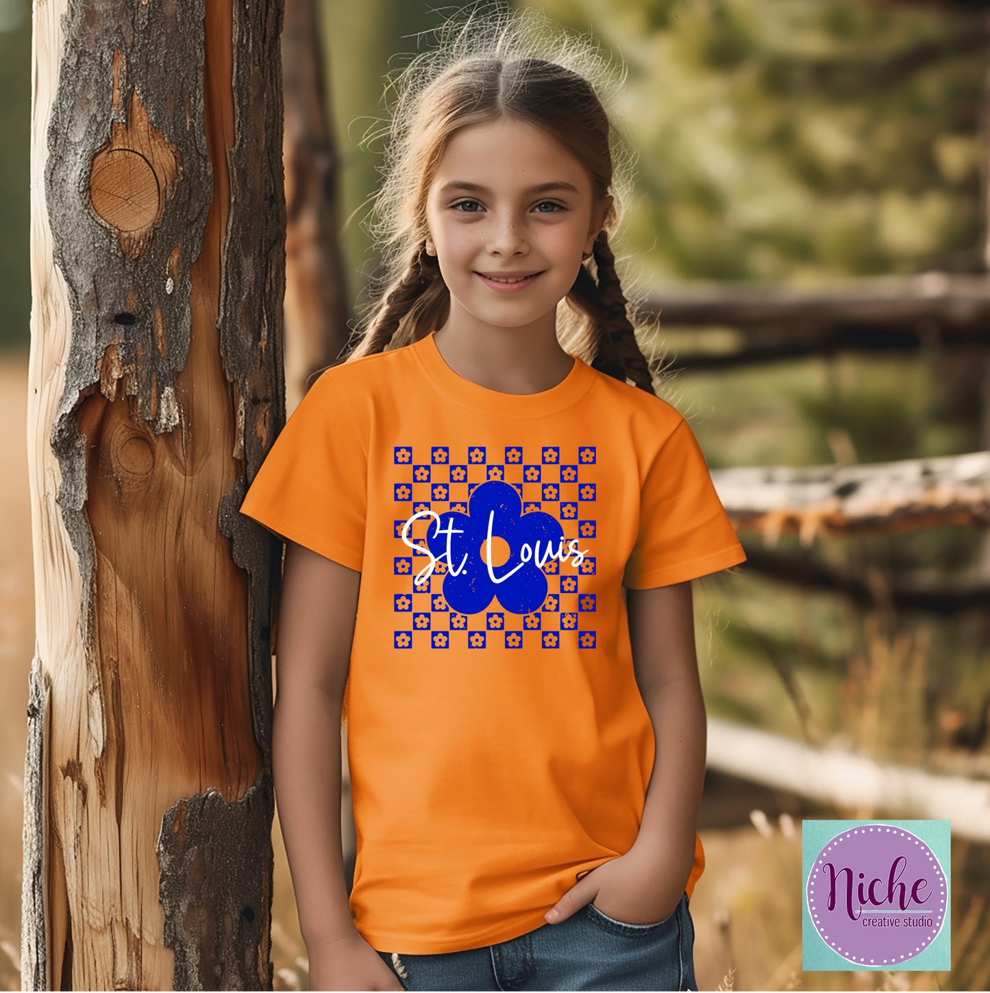 -STL3329 St. Louis Checkered Flowers Decal