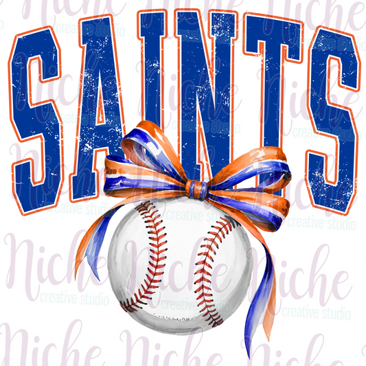 -STL8311 Saints Baseball with Bow Decal