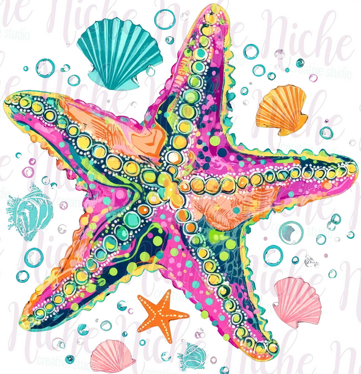 -SUM8602 Preppy Starfish Decal