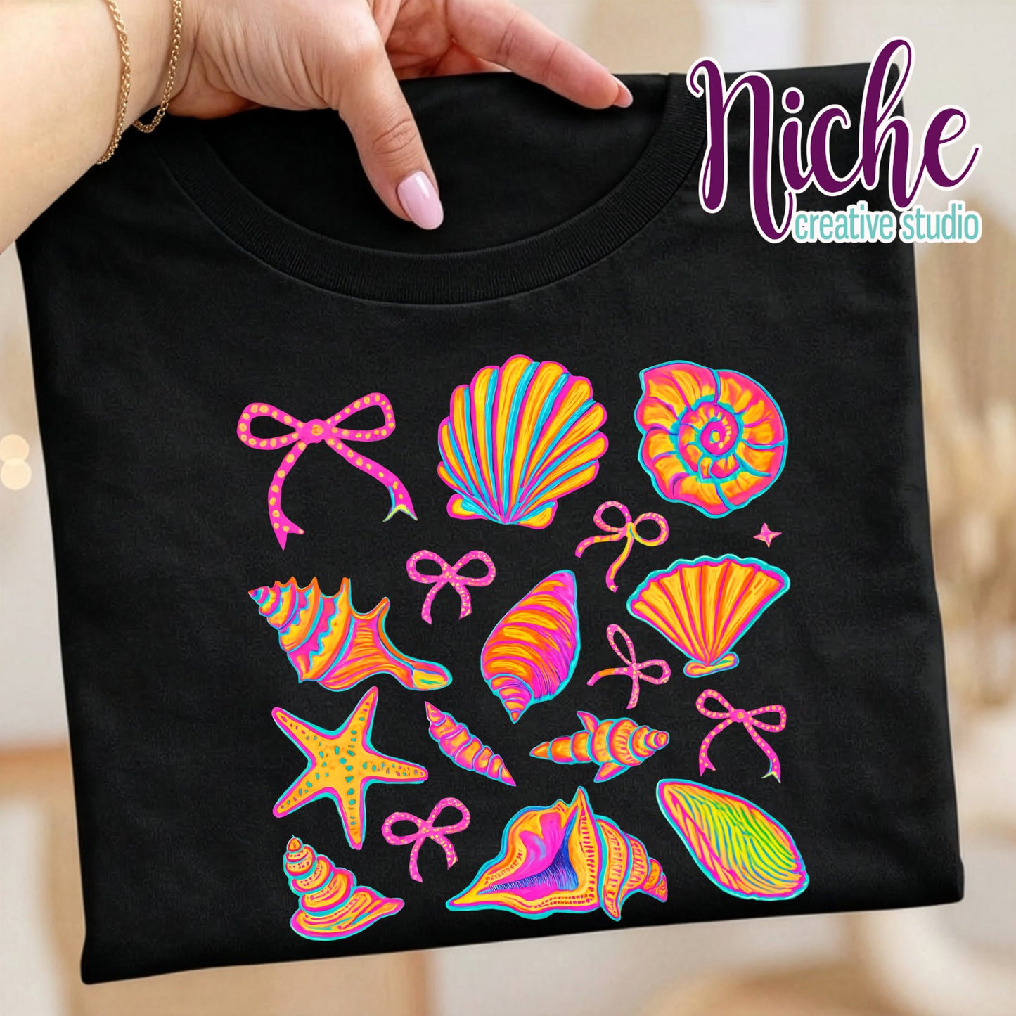 -SUM8604 Seashells and Bows Decal