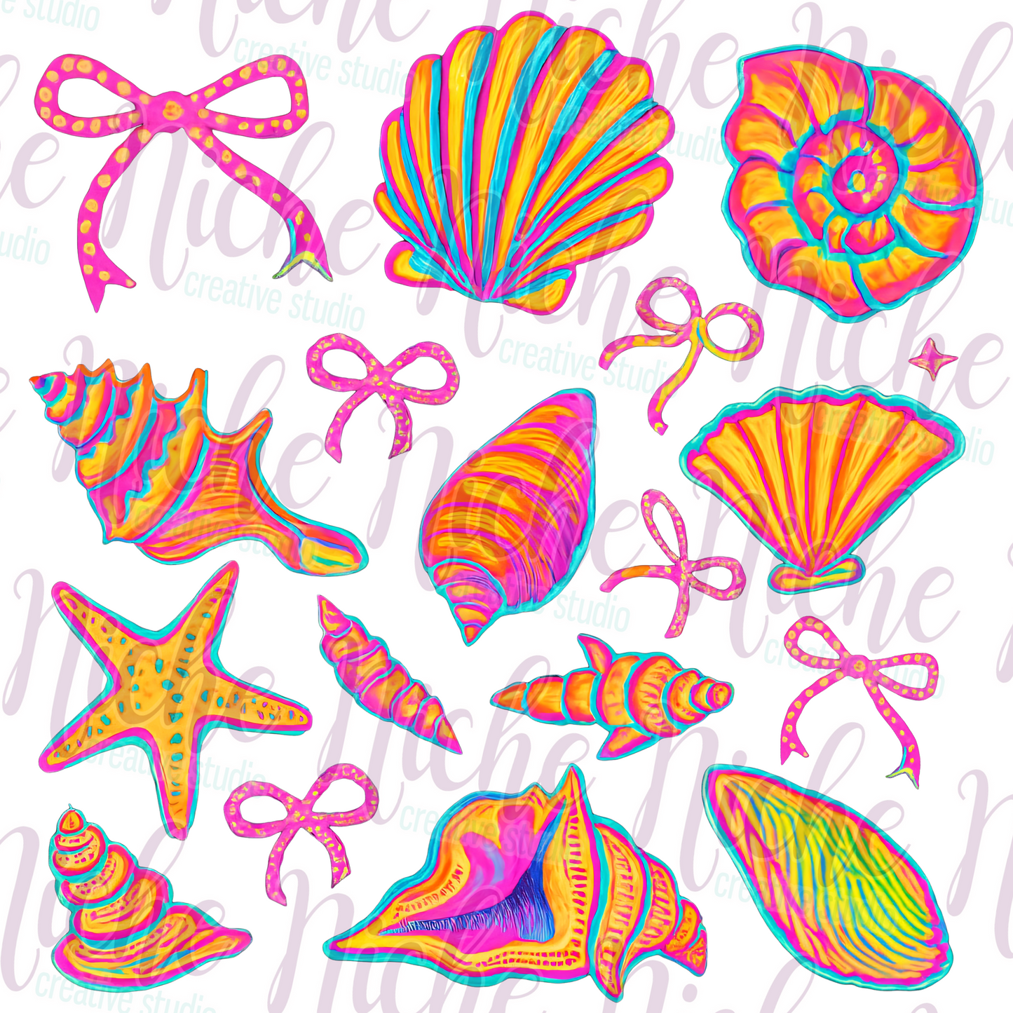 -SUM8604 Seashells and Bows Decal