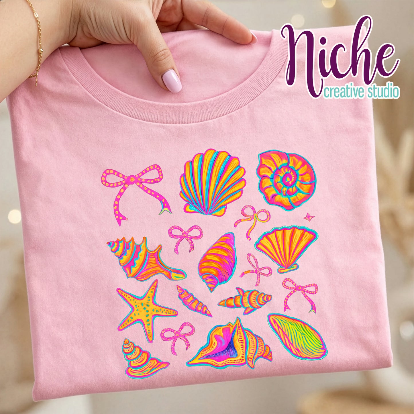 -SUM8604 Seashells and Bows Decal