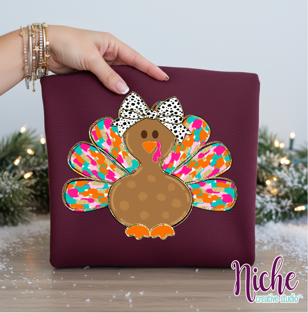 -THA5447 Girl Turkey Rainbow Feathers Decal