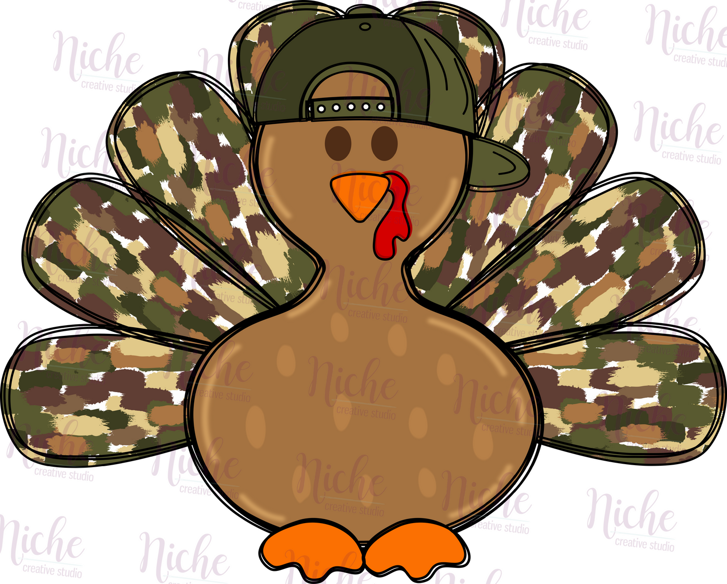 -THA5448 Boy Turkey Camo Feathers Decal