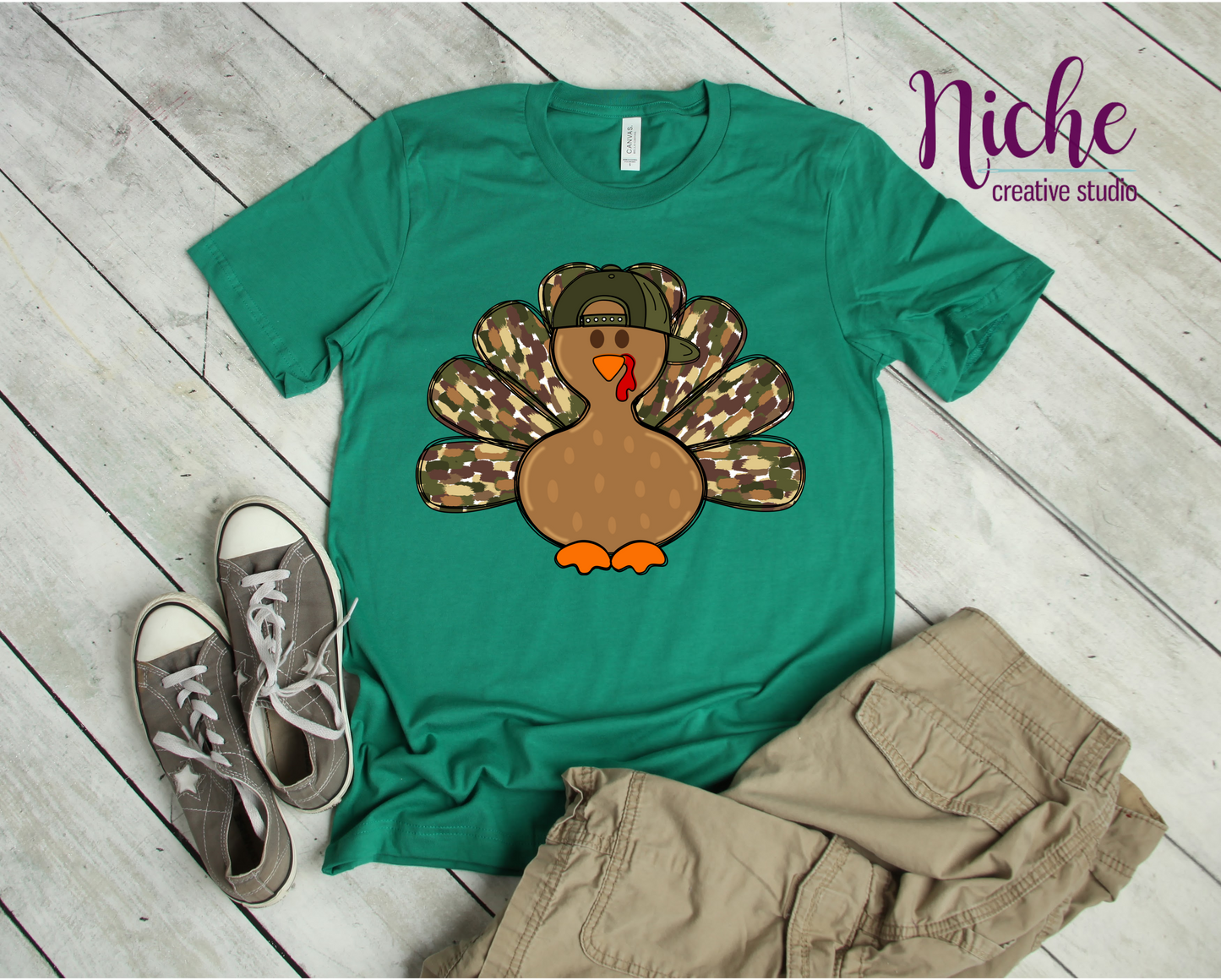 -THA5448 Boy Turkey Camo Feathers Decal