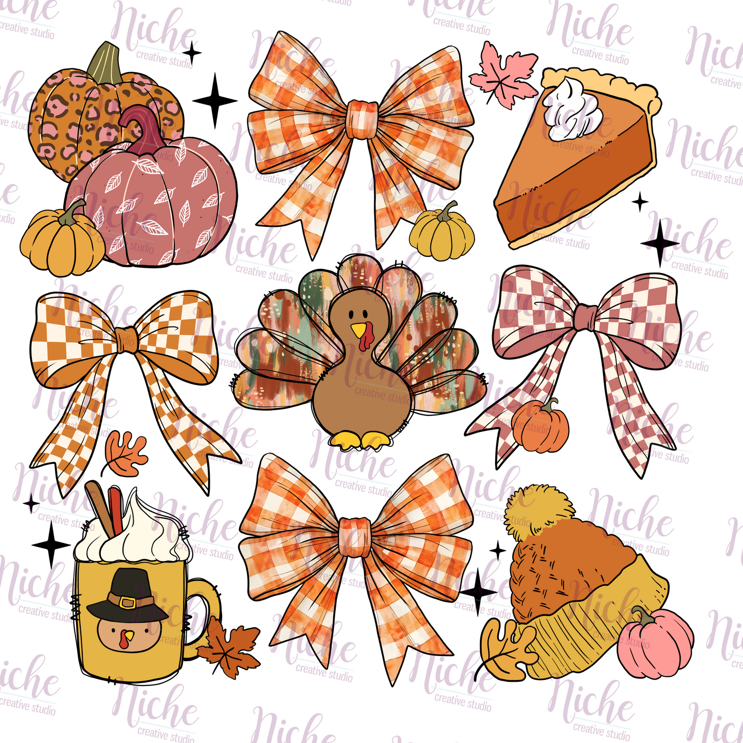 -THA5455 Turkey Coquette Bow Decal