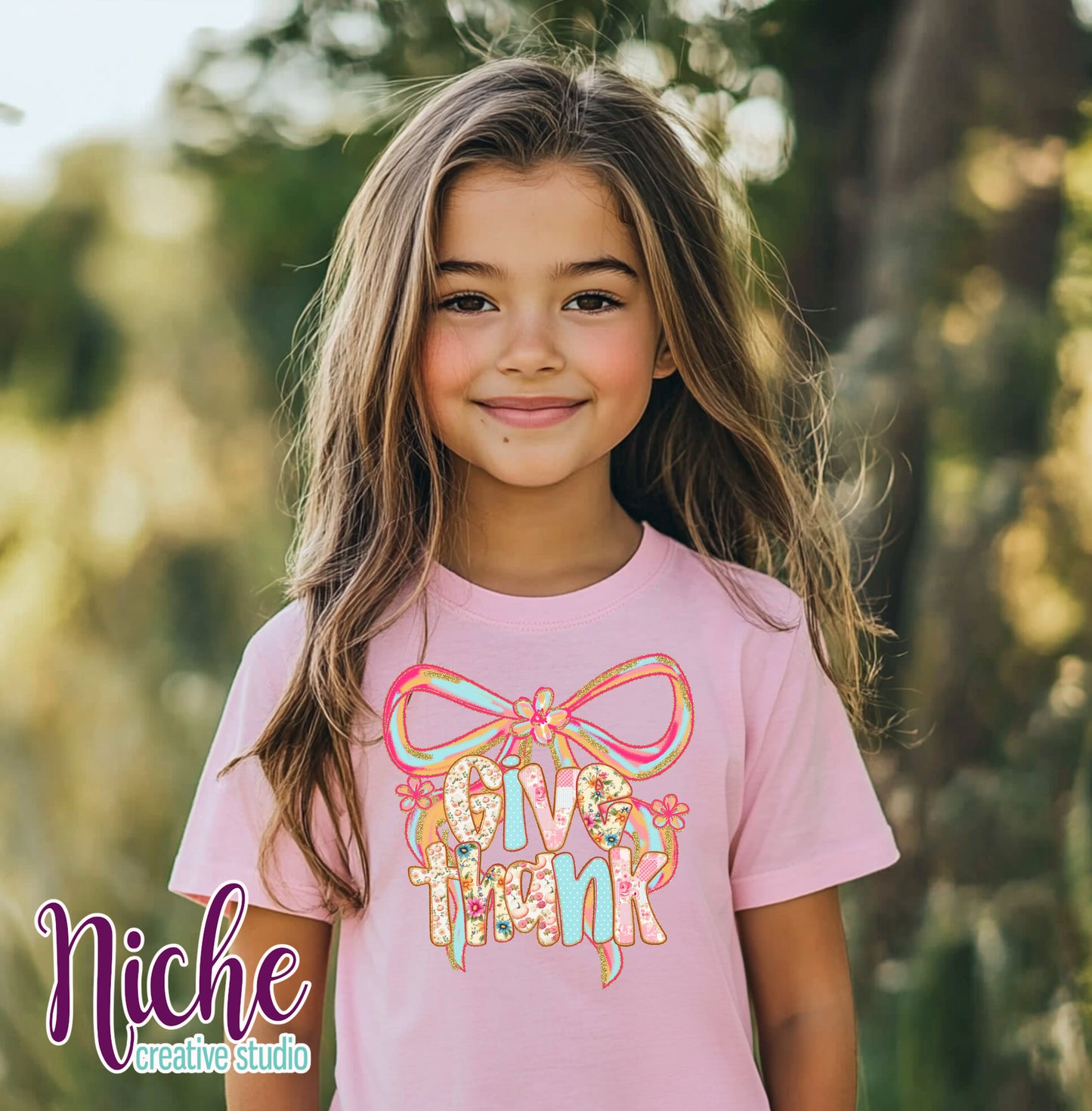 -THA8469 Give Thanks Preppy Bow Decal