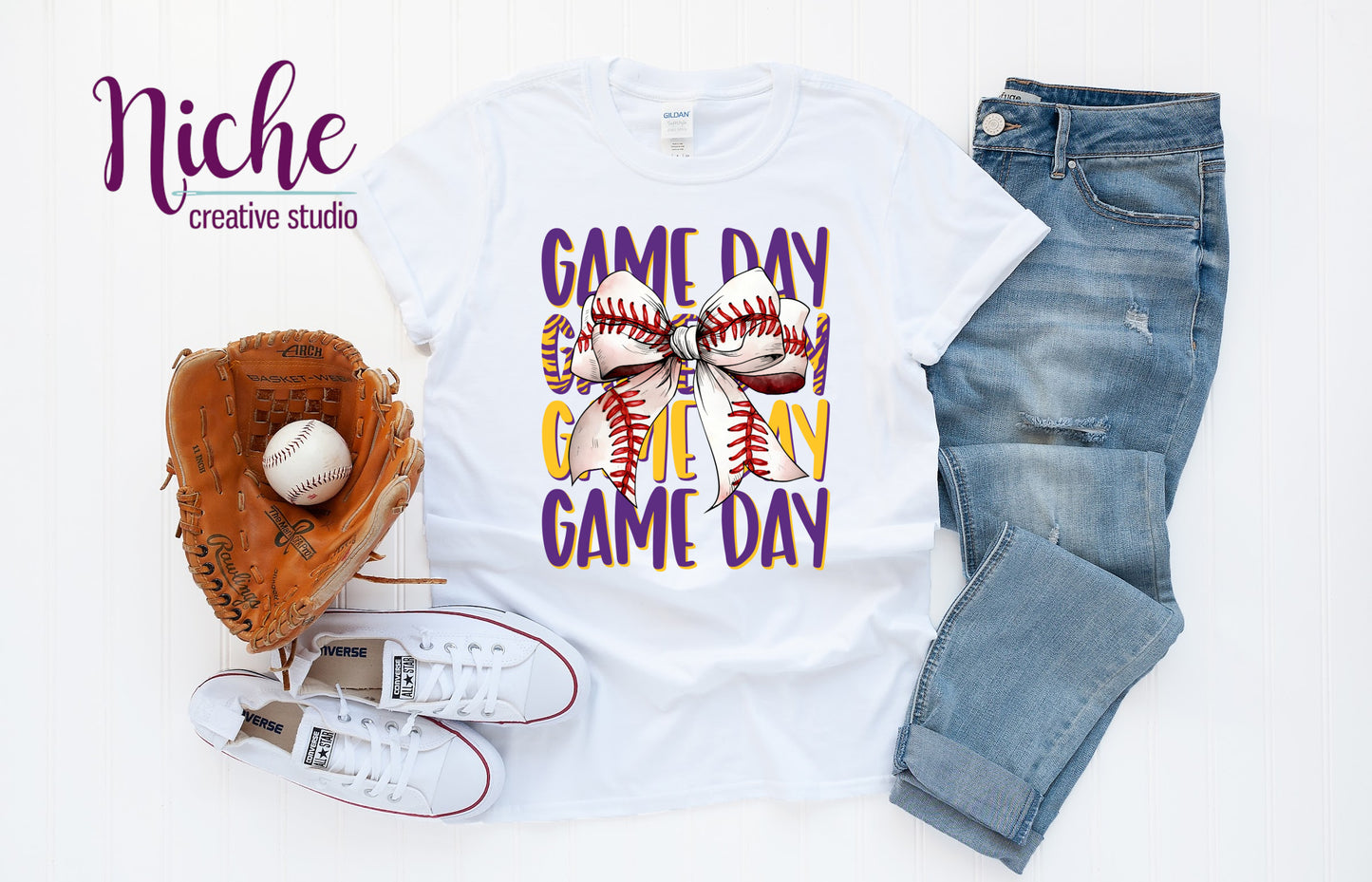 -TIG8261 Game Day Baseball Bow Decal