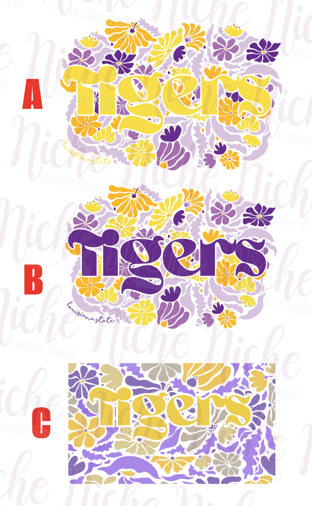 -TIG8430 Tigers Groovy Floral Decal
