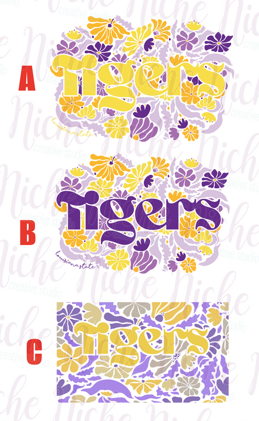 -TIG8430 Tigers Groovy Floral Decal