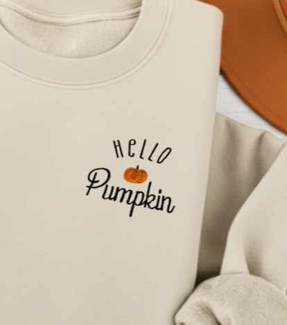 Hello Pumpkin Embroidered Sweatshirt