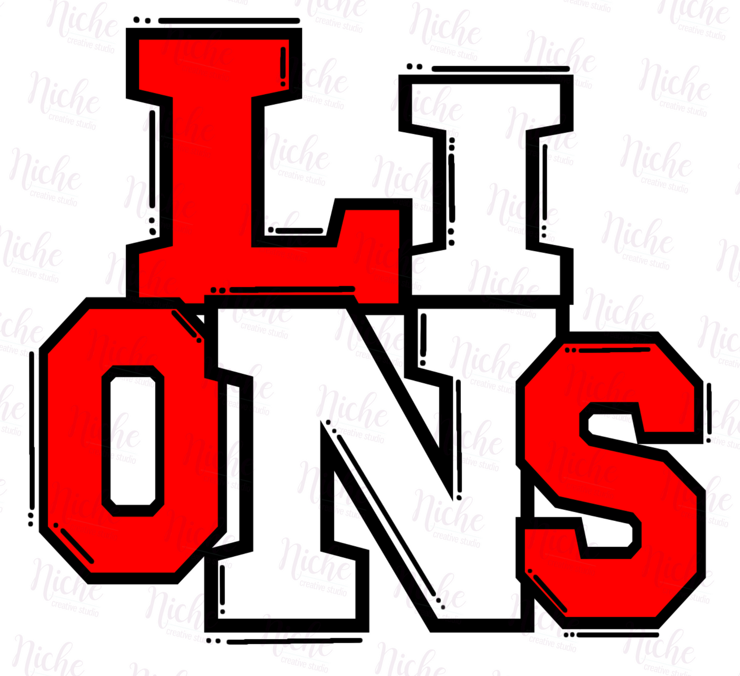 -VIN6015 Vinton Sports Letters Lions Decal