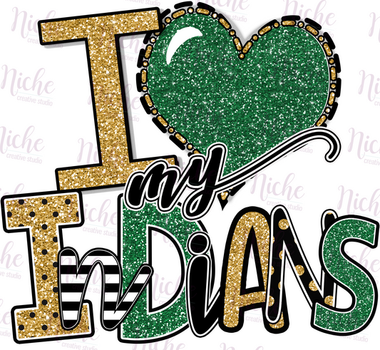 -WAS202 I Heart my Indians Decal