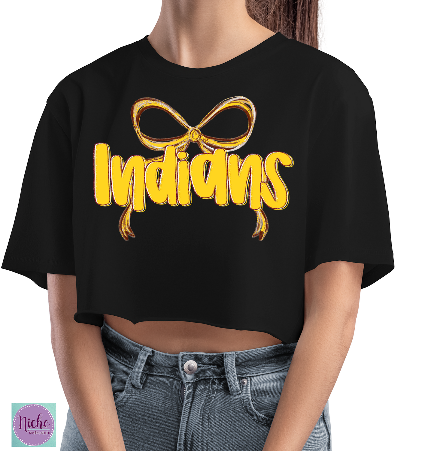 -SCH8297 Preppy Bow Indians Decal