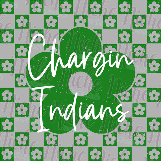 -WAS8401 Checkered Flower Chargin Indians Decal