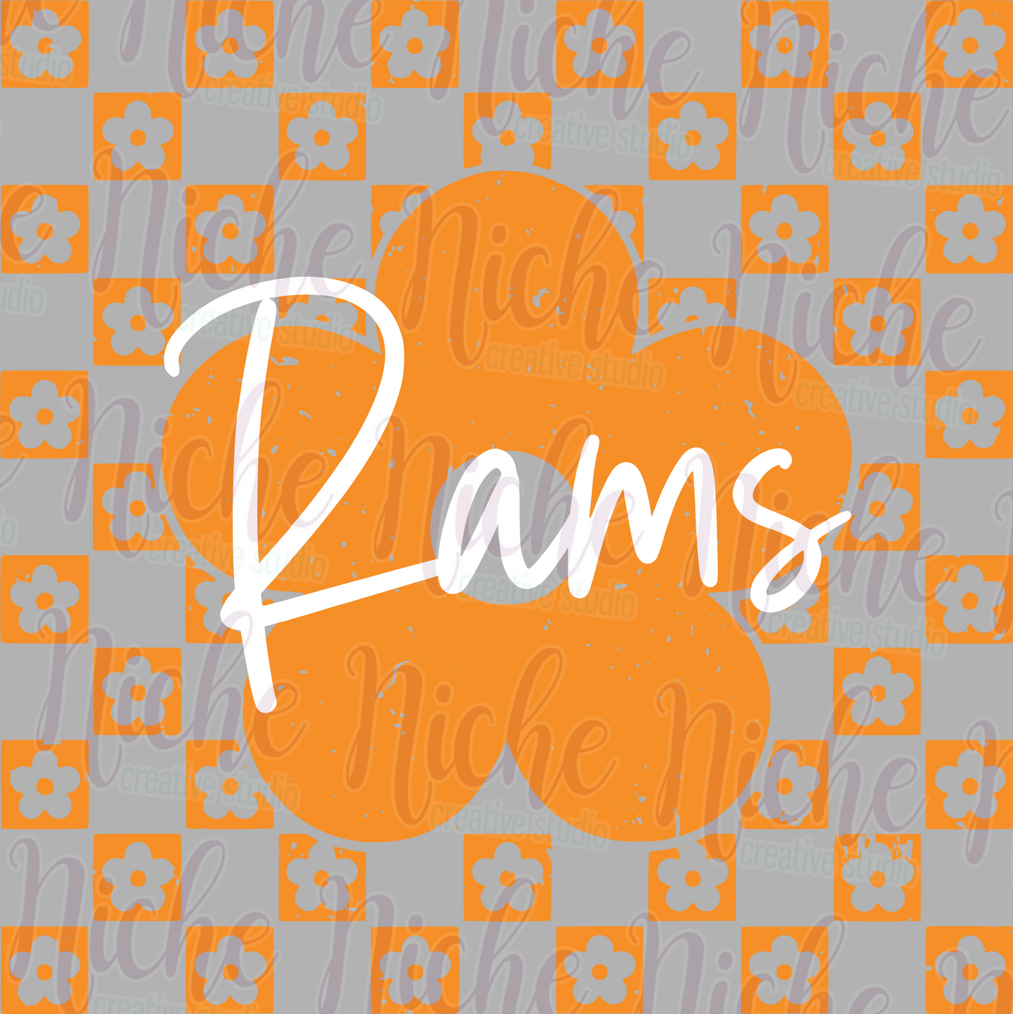 -WES8310 Checkered Flower Rams Decal