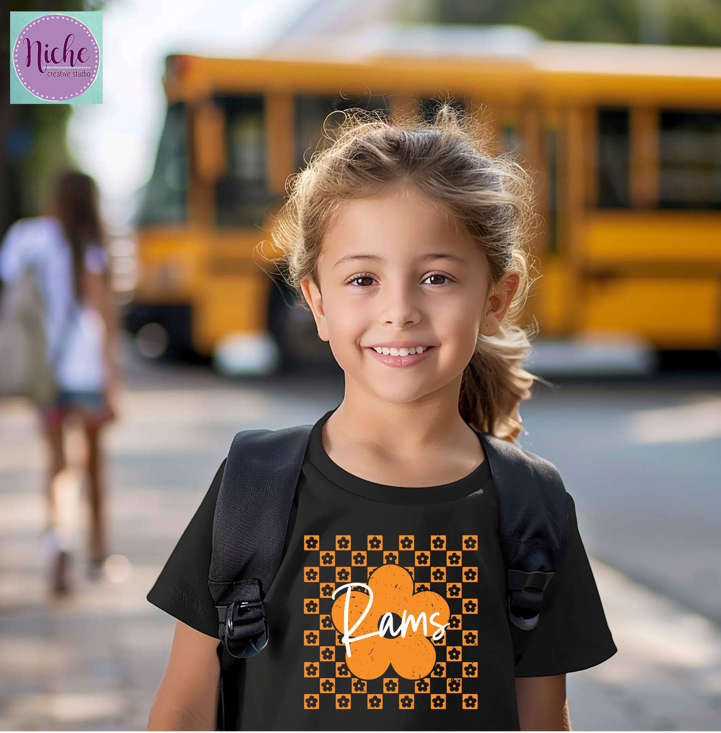 -WES8310 Checkered Flower Rams Decal