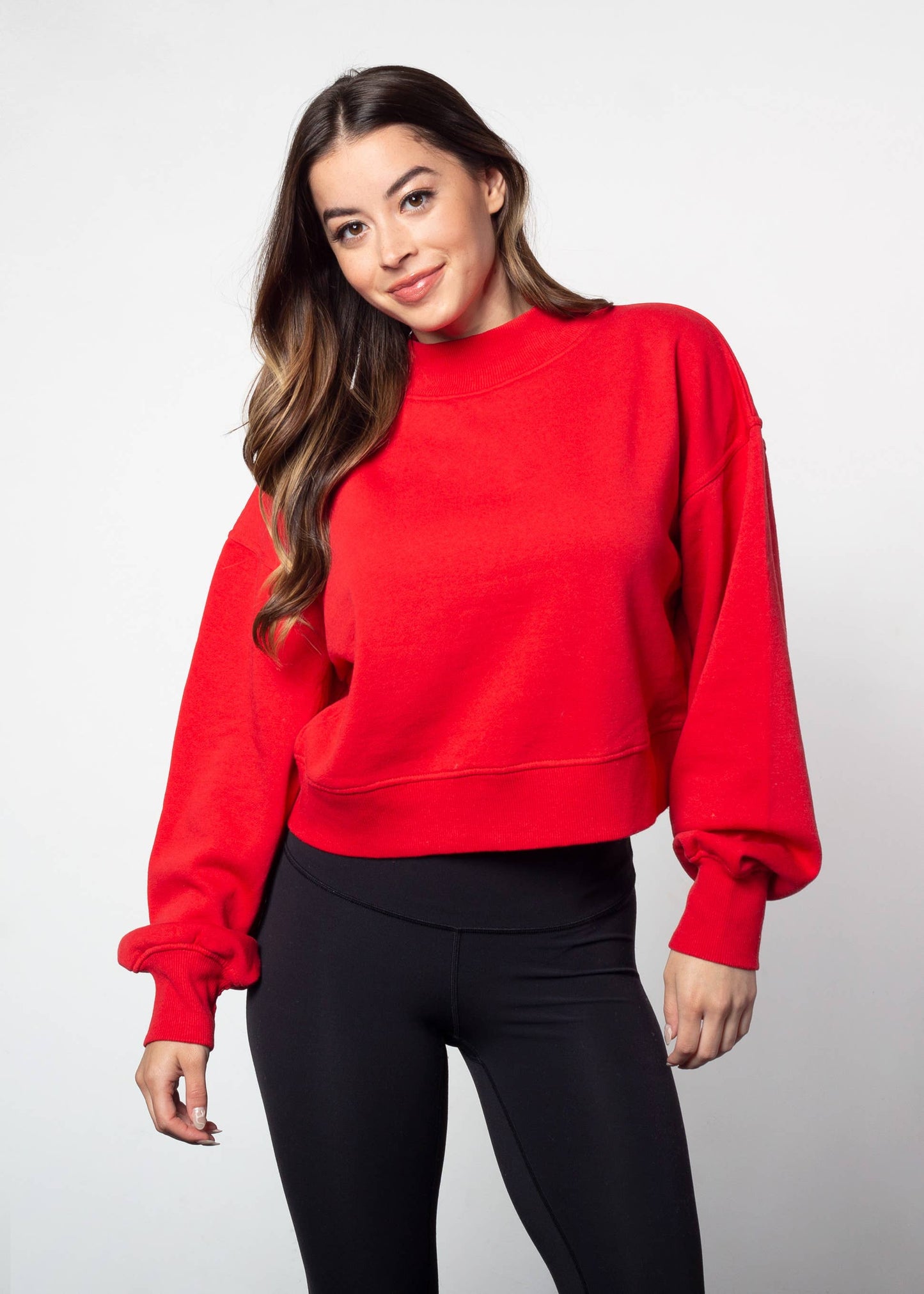 Mock-Neck CROP Haley Sweatshirt