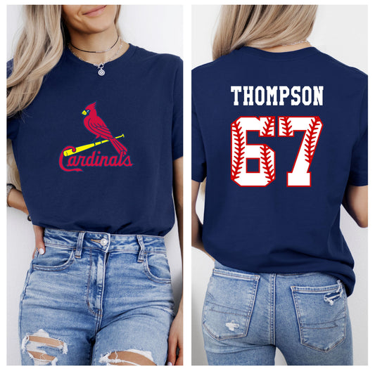Cardinals Baseball Shirt with Custom Name and Number
