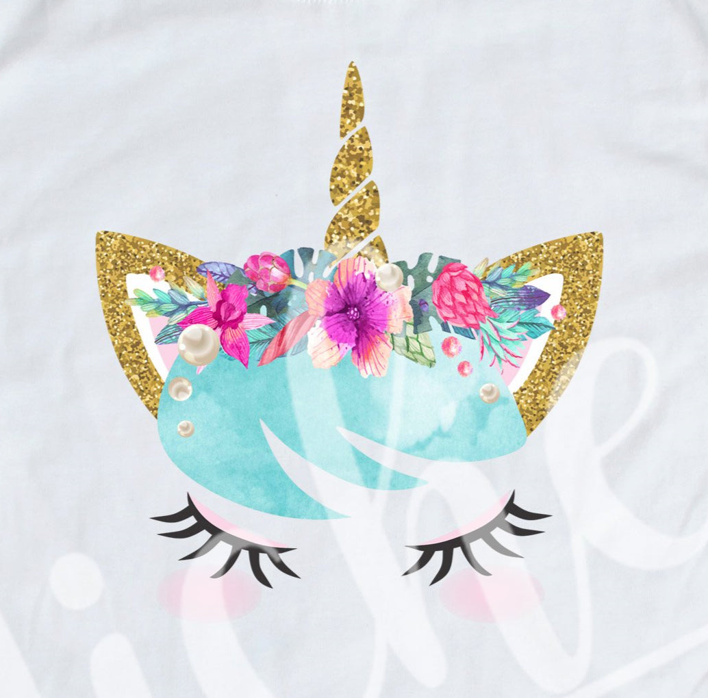 *Floral Watercolor Glass Unicorn Decal
