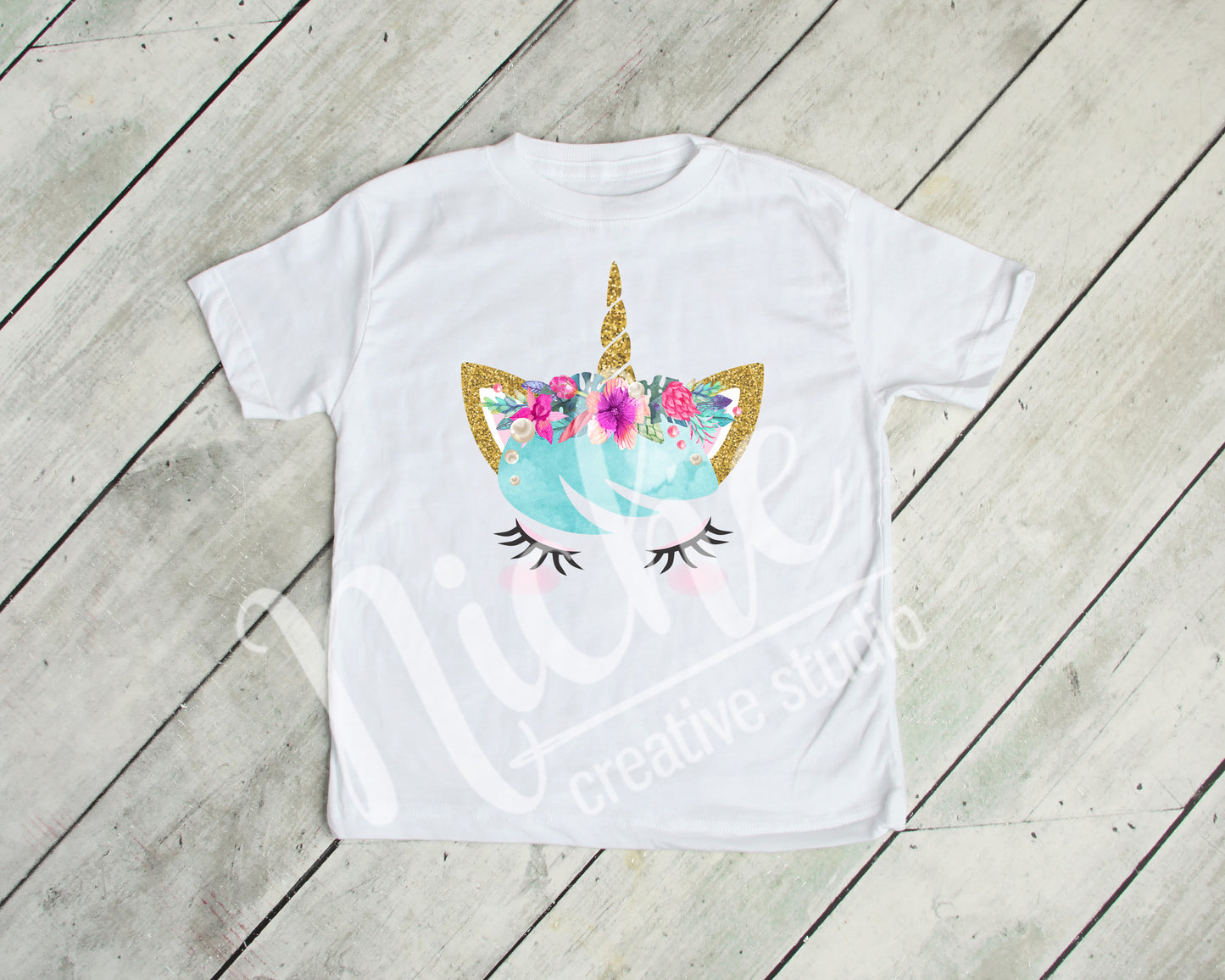 *Floral Watercolor Glass Unicorn Decal