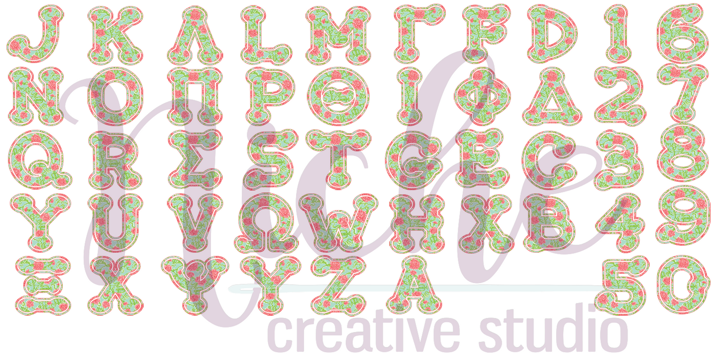 *6" Greek Green Floral Alphabet Decal