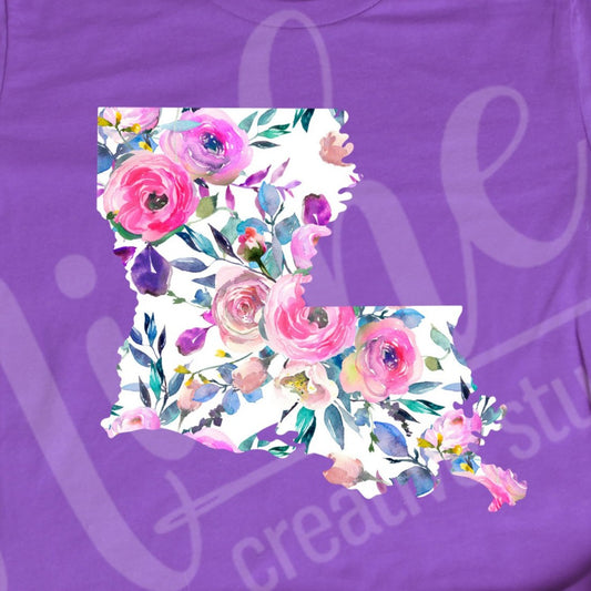 * Louisiana White Floral Decal