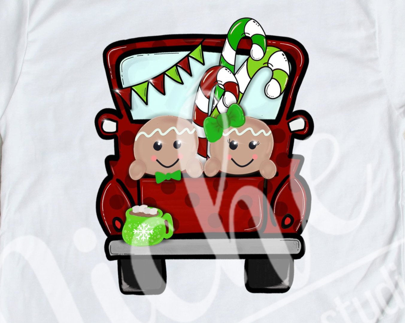 * Red Gingerbread Truck Decal