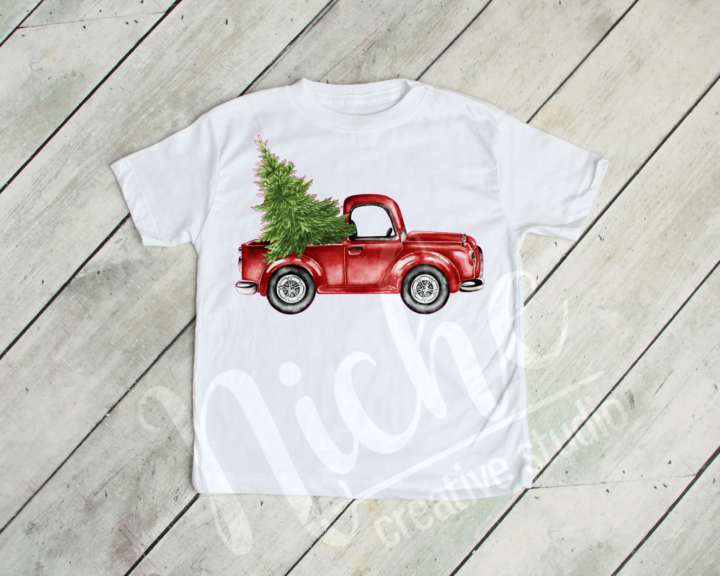 * Red Truck with Tree Decal