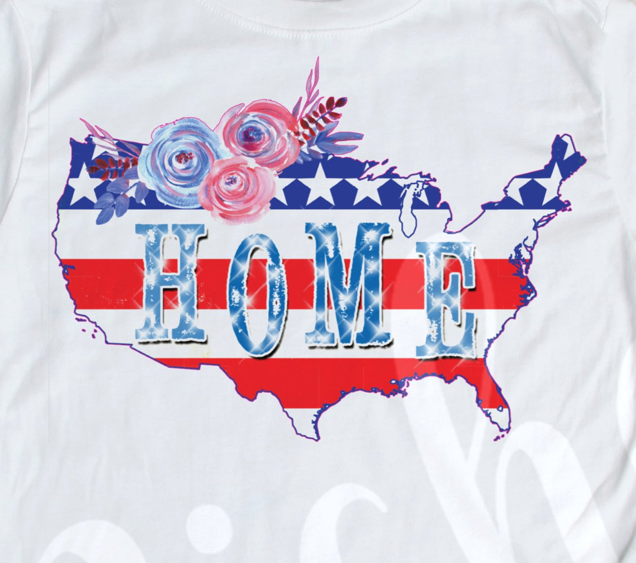 * USA Home Floral Decal
