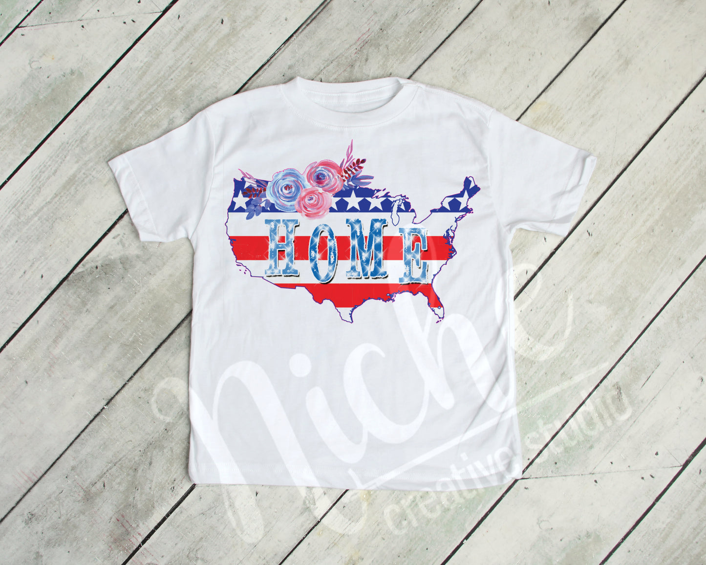 * USA Home Floral Decal