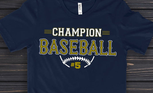 * Champions Baseball Decal with Number option