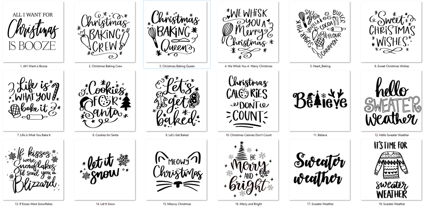 * Christmas Theme Decals #1-18