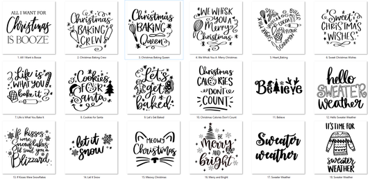 * Christmas Theme Decals #1-18