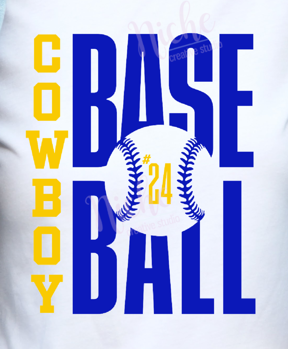 *Cowboys Baseball With Number Decal