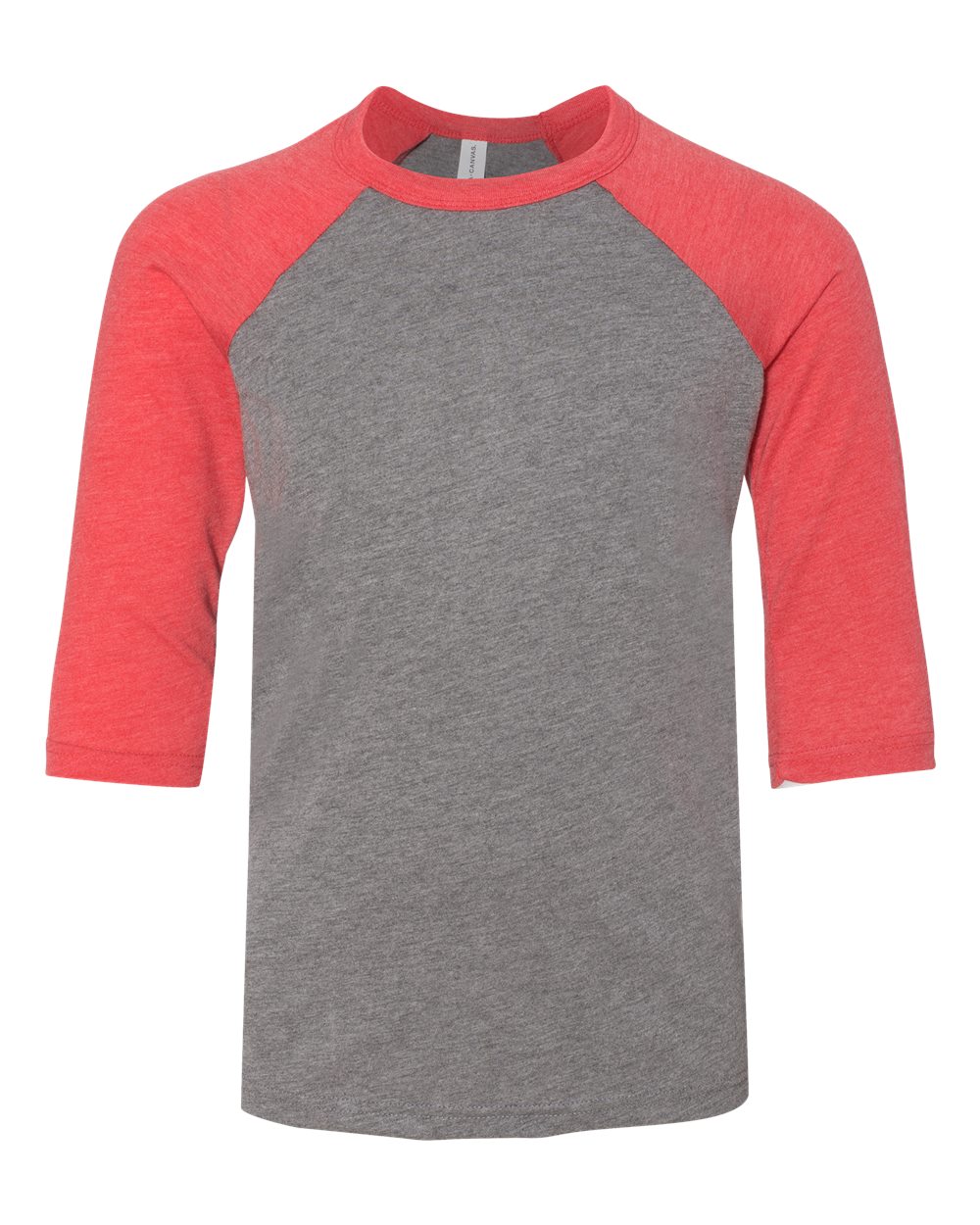 Youth 3/4 Sleeve Raglan: Heather Grey/Red Triblend (Bella)