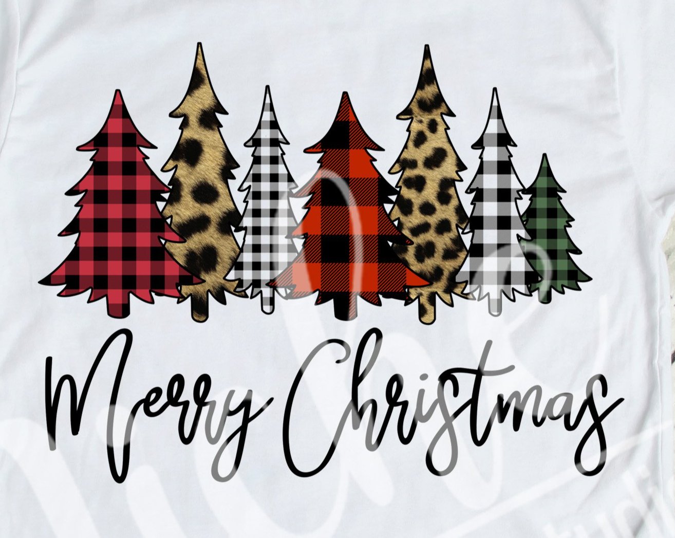 * Merry Christmas 7 Tree Collage Decal