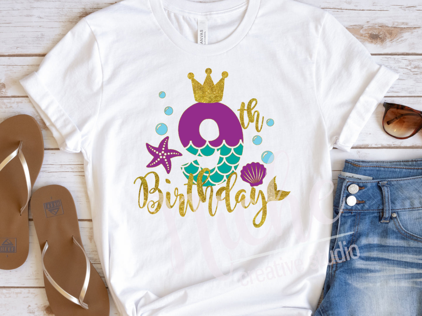 * Mermaid Birthday  Number Decals