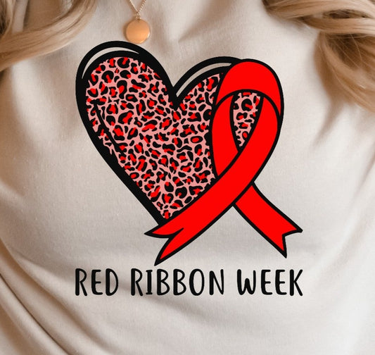 * Red Ribbon Heart Decal