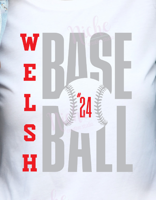 *Welsh Baseball With Number Decal
